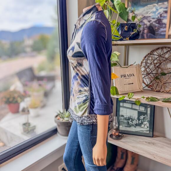 Luisa Cerano, Designer Abstract Tie Dye Zip Up Blouse Jacket, Women's 10 - Picture 5 of 13